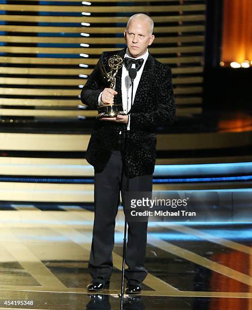 Ryan Murphy speaks onstage during the 66th Annual Primetime Emmy Awards held at Nokia Theatre L.A. Live on August 25, 2014 in Los Angeles, California.