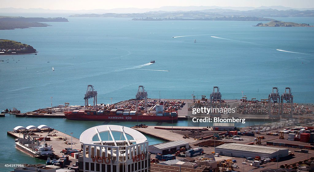 Operations At Port Of Auckland As NZ Trade Figures Are Released