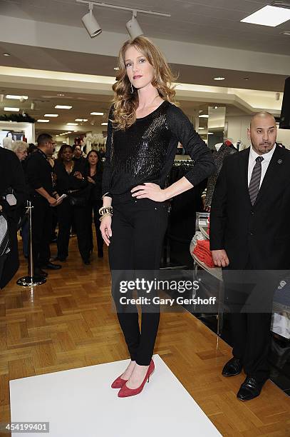 Model poses during the I.N.C. International Concepts Fashion Presentation Hosted By Camila Alves And Ramshackle Glam's Jordan Reid at Macy's...