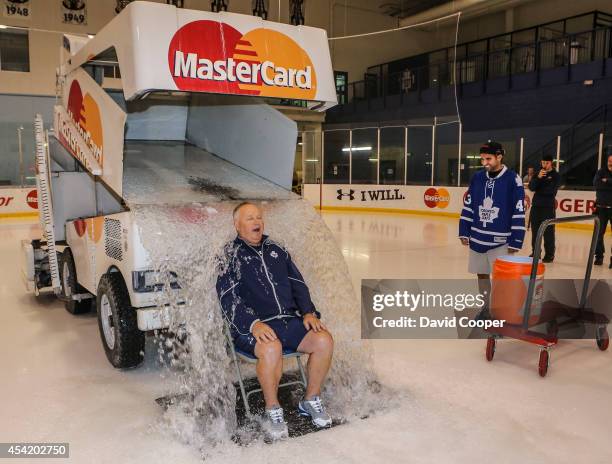 Jake Gardiner dumped a Zamboni full of Ice water on Toronto Maple Leafs head coach Randy Carlyle and then for good measure Nazem Kadri dumped a...