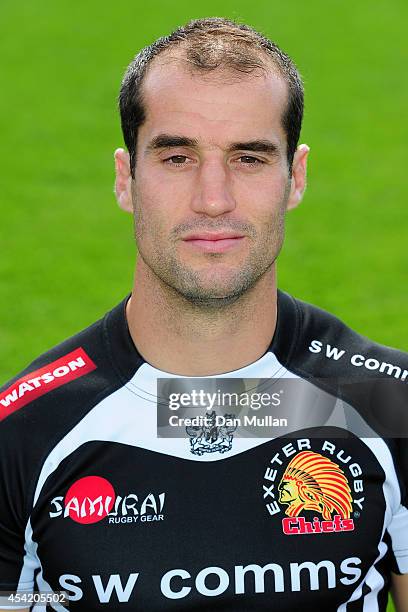 Haydn Thomas of Exeter Chiefs poses during the photocall at Sandy Park on AUGUST 26, 2014 in Exeter, England.