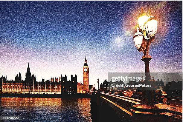 stockillustraties, clipart, cartoons en iconen met big ben and westminster bridge - klokkentoren met wijzerplaat