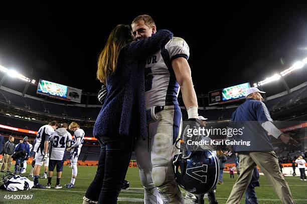 Eagles' running back Christian McCaffrey got a hug and kiss from his mother Lisa after the game. The Valor Christian football team rolled past...