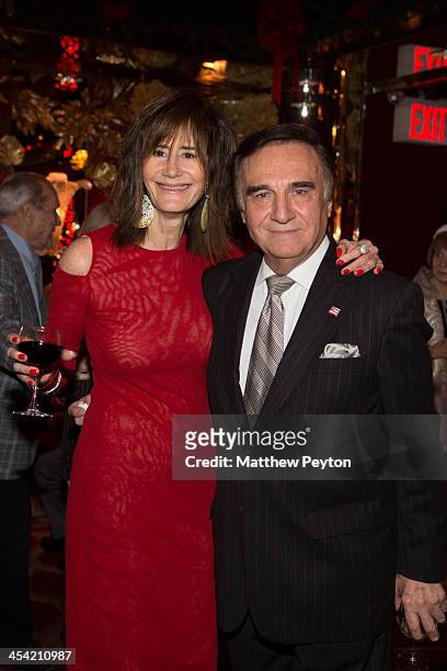 Lee Frye and Tony Lo Bianco pose together at Stewart F. Lane - aka "Mr. Broadway" & Bonnie Comley's Holiday Party at The Doubles Club on December 6,...