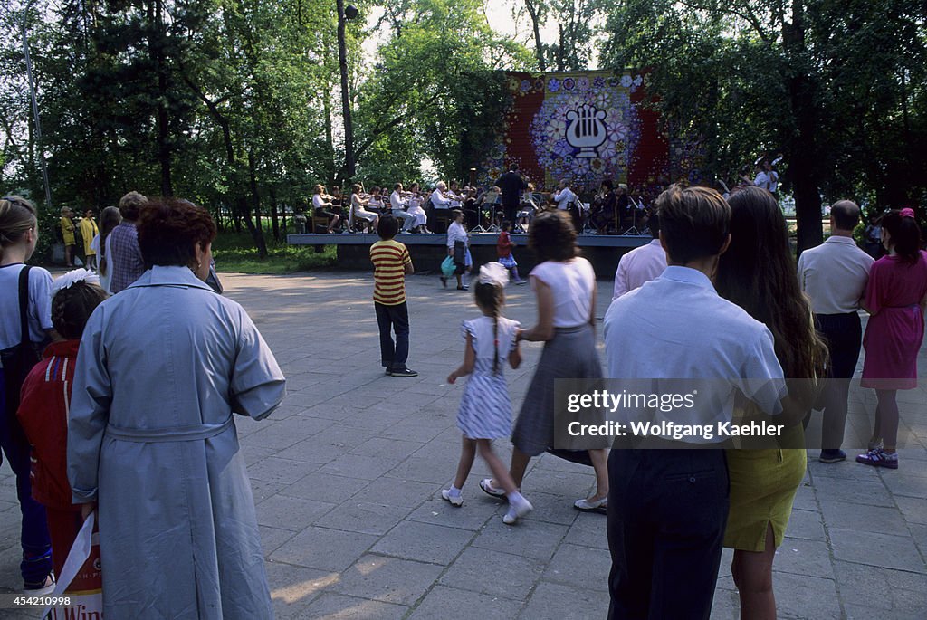 Russia, Siberia, Irkutsk, Park Promenade Along Angara River...