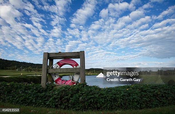 General view of the late on the eighteenth, at Sun rise of the last day of the Swinging Skirts 2013 World Ladies Masters, at Miramar Golf & Country...