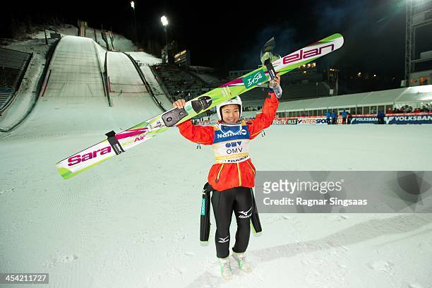 Sara Takanashi of Japan poses for a photo during the FIS Ski Jumping World Cup Women's HS100 on December 7, 2013 in Lillehammer, Norway.