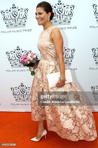 Crown Princess Victoria of Sweden attend Polar Music Prize at Stockholm Concert Hall on August 26, 2014 in Stockholm, Sweden.