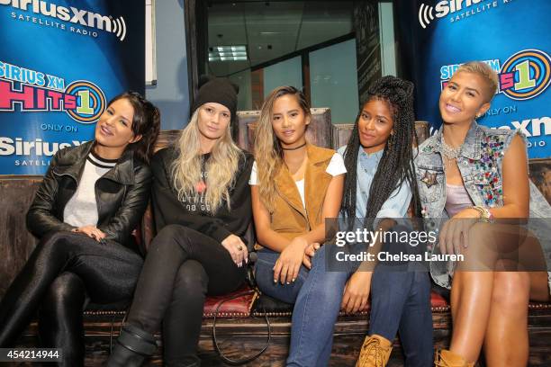 Singers Natasha Slayton, Lauren Bennett, Emmalyn Estrada, Simone Battle and Paula van Oppen of G.R.L. Attend SiriusXM Hits 1's The Morning Mash Up...