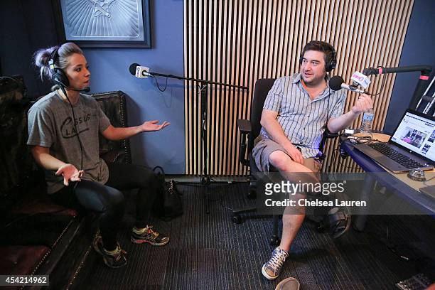 YouTube personality Jenna Marbles and radio personality Ryan Sampson attend SiriusXM Hits 1's The Morning Mash Up Broadcast at SiriusXM Studios on...