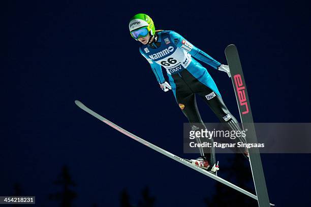 Katja Pozun of Slovenia competes during the FIS Ski Jumping World Cup Women's HS100 on December 7, 2013 in Lillehammer, Norway.