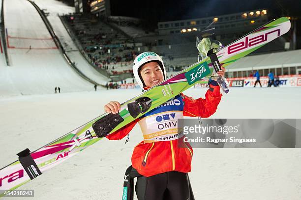 Sara Takanashi of Japan poses for a photo during the FIS Ski Jumping World Cup Women's HS100 on December 7, 2013 in Lillehammer, Norway.