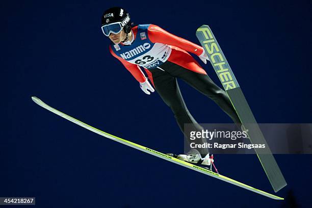 Jessica Jerome of USA competes during the FIS Ski Jumping World Cup Women's HS100 on December 7, 2013 in Lillehammer, Norway.