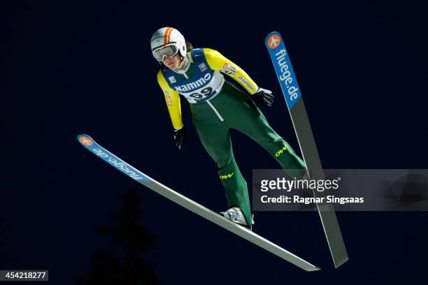Coline Mattel of France competes during the FIS Ski Jumping World Cup Women's HS100 on December 7, 2013 in Lillehammer, Norway.