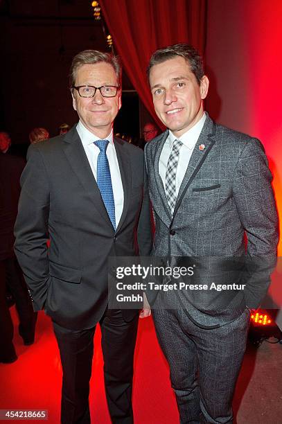 German Foreign Minister Guido Westerwelle and his partner Michael Mronz attend the Aftershow Party of the Gala 'Ein Herz Fuer Kinder 2013 at...