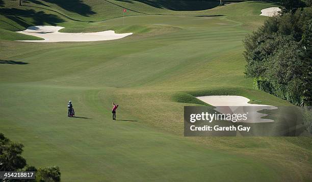 Golfer plays her second shot, on the tenth fairway, during the Third and last day, of the Swinging Skirts 2013 World Ladies Masters, at Miramar Golf...