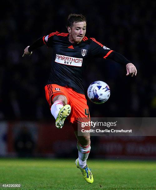 Ross McCormack of Fulham looks to bring the ball under control during the Capital One Cup Second Round match between Brentford and Fulham at Griffin...