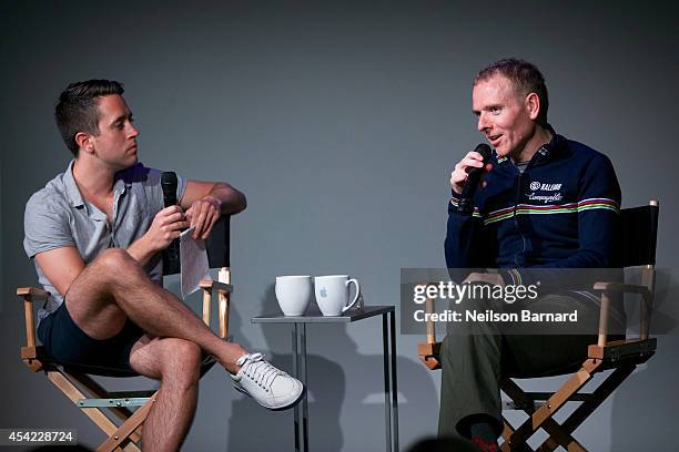 Musician and filmmaker Stuart Murdoch speaks with Nigel Smith from Indiewire on stage during the Apple series "Meet the Filmmaker: Stuart Murdoch"...