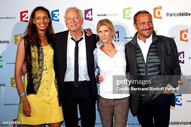 Nathalie Schraen-Guirma, Laurent Boyer, Helene Gateau and Vincent Ferniot attend the 'Rentree De France Televisions' at Palais De Tokyo on August 26,...