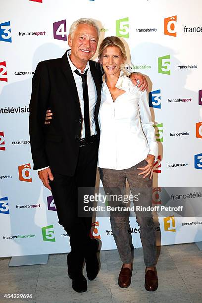 Laurent Boyer and Helene Gateau attend the 'Rentree De France Televisions' at Palais De Tokyo on August 26, 2014 in Paris, France.