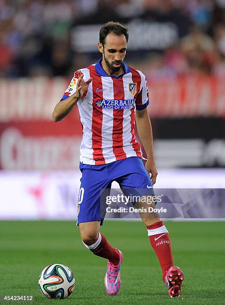 Juanfran of Club Atletico de Madrid in action during the Supercopa, second leg match between Club Atletico de Madrid and Real Madrid at Vicente...