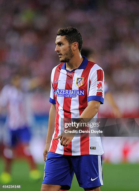 Koke of Club Atletico de Madrid looks on during the Supercopa, second leg match between Club Atletico de Madrid and Real Madrid at Vicente Caldron...