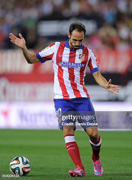 Juanfran of Club Atletico de Madrid in action during the Supercopa, second leg match between Club Atletico de Madrid and Real Madrid at Vicente...