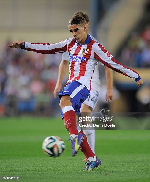 Antoine Griezmann of Club Atletico de Madrid in action during the Supercopa, second leg match between Club Atletico de Madrid and Real Madrid at...