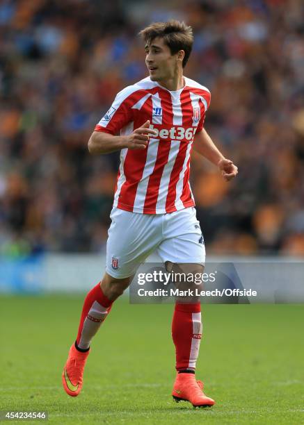 Bojan Krkic of Stoke in action during the Barclays Premier League match between Hull City and Stoke City at the KC Stadium on August 24, 2014 in...