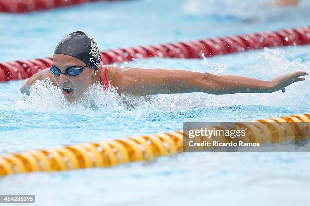 Gabriela Rocha competes in girls 200m butterfly Junior 2 during Julio Delamare Trophy at Botafogo Aquatic Park on December 07, 2013 in Rio de...