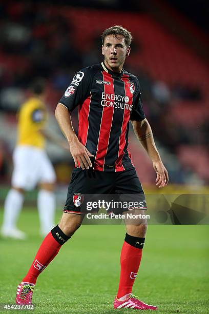 Dan Gosling of AFC Bournemouth in action during the Capital One Cup Second Round match between AFC Bournemouth and Northampton Town at Goldsands...