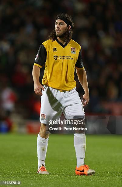 John-Joe O'Toole of Northampton Town in action during the Capital One Cup Second Round match between AFC Bournemouth and Northampton Town at...