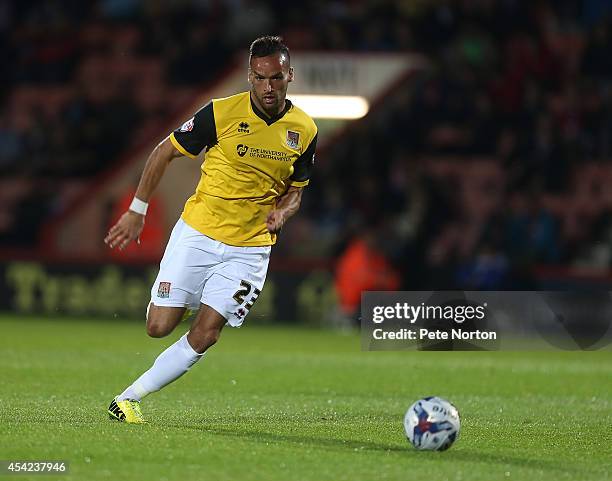 Kaid Mohamed of Northampton Town in action during the Capital One Cup Second Round match between AFC Bournemouth and Northampton Town at Goldsands...