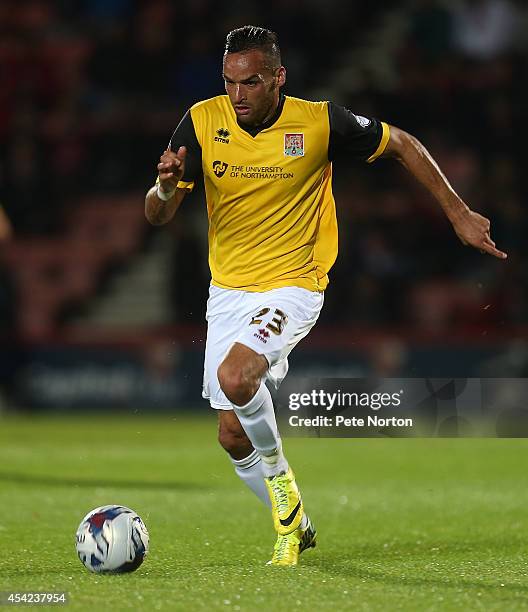 Kaid Mohamed of Northampton Town in action during the Capital One Cup Second Round match between AFC Bournemouth and Northampton Town at Goldsands...