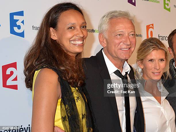 Nathalie Schraen Guirma, Laurent Boyer and Helene Gateau attend the 'Rentree de France Televisions' at Palais De Tokyo on August 26, 2014 in Paris,...