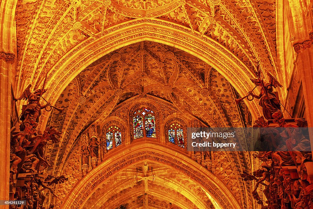 Arch Stained Glass Statues Seville Cathedral Andalusia Spain