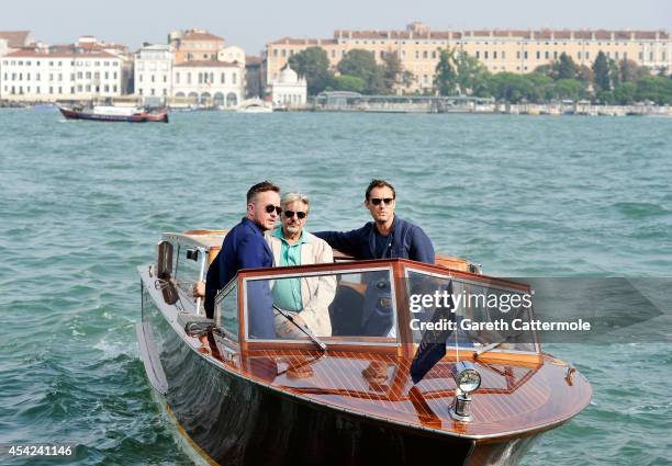 Jake Scott, Giancarlo Giannini and Jude Law arrive at the Cipriani Hotel, during Venice Film Festival to showcase short film The Gentlemans Wager,...