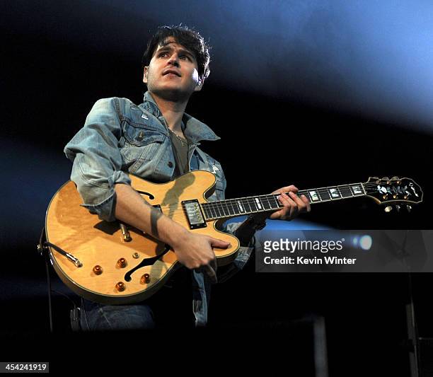 Musician Ezra Koenig of Vampire Weekend performs onstage during The 24th Annual KROQ Almost Acoustic Christmas at The Shrine Auditorium on December...