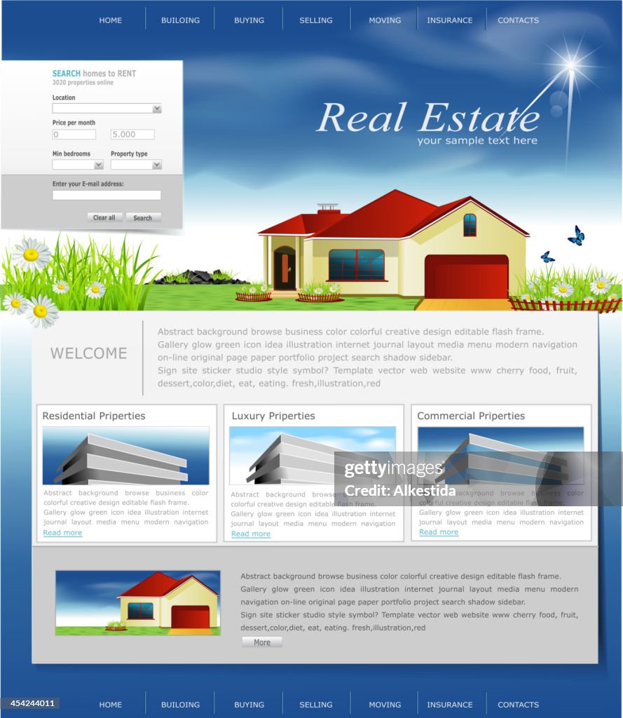 Website para a organização de negócios imobiliários Agência
