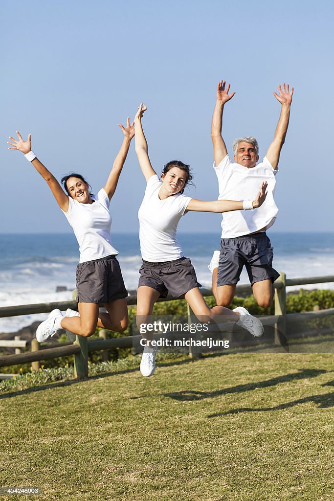 Active family jumping