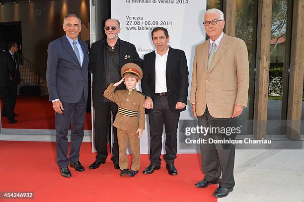 Director of the Venice Film Festival Alberto Barbera, actors Misha Gomiashvili, Dachi Orvelashvili, Director Mohsen Makhmalbaf and President of the...