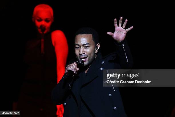 John Legend performs in support of Alicia Keys at Rod Laver Arena on December 8, 2013 in Melbourne, Australia.