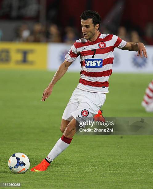 Labinot Haliti of Western Sydney in action during the Asian Champions League Quarter Final match between the Western Sydney Wanderers and Guangzhou...