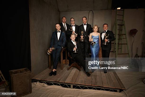 66th ANNUAL PRIMETIME EMMY AWARDS -- Pictured: Show Creator/Executive Producer Noah Hawle, Producers Michael Frislev, John Cameron, Executive...