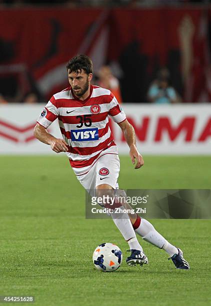 Antony Golec in action during the Asian Champions League Quarter Final match between the Western Sydney Wanderers and Guangzhou Evergrande at Tianhe...