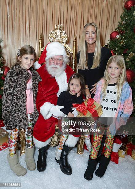 Santa Claus, Denise Richards, Eloise Richards, Lola Sheen and Sam Sheen attend the 3rd Annual Santa's Secret Workshop Benefiting LA Family Housing at...