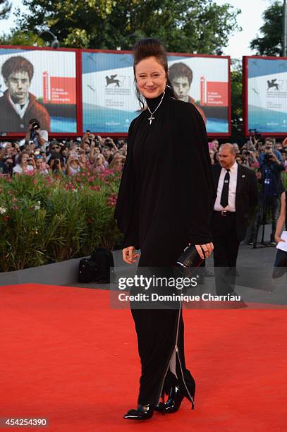 Actress Andrea Riseborough attends the Opening Ceremony and 'Birdman' premiere during the 71st Venice Film Festival at Palazzo Del Cinema on August...