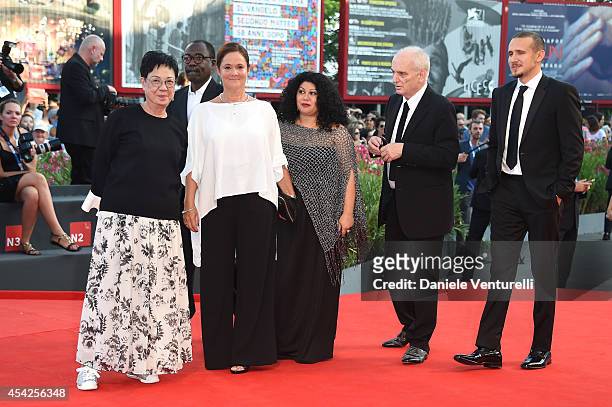 Orizzonti Jury President Ann Hui with Jury Members Pernilla August,Alin Tasciyan, David Chase, Roberto Minervini attend the Opening Ceremony and...