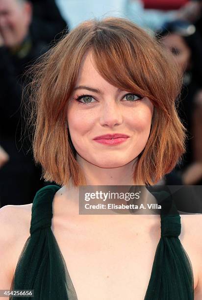 Actress Emma Stone attends the Opening Ceremony and 'Birdman' premiere during the 71st Venice Film Festival on August 27, 2014 in Venice, Italy.