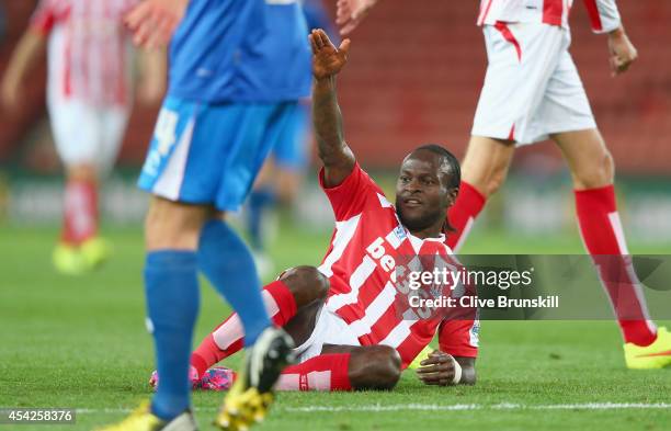 Victor Moses of Stoke City during the Capital One Cup Second Round match between Stoke City and Portsmouth at Britannia Stadium on August 27, 2014 in...